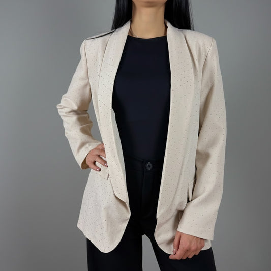 Бежов блейзър с камъчета