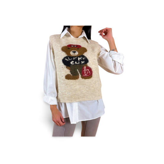 Риза с плетен пуловер Lucky Bear