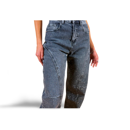 Сиви дънки с камъчета Casual Jeans