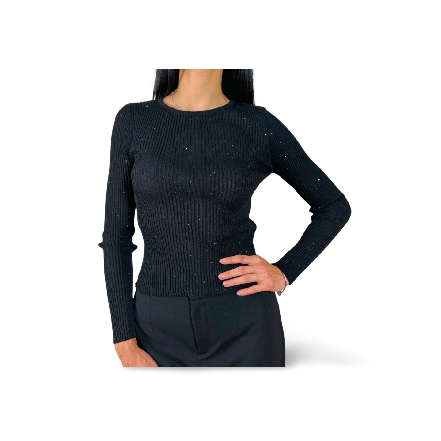 Черна блуза с ламе