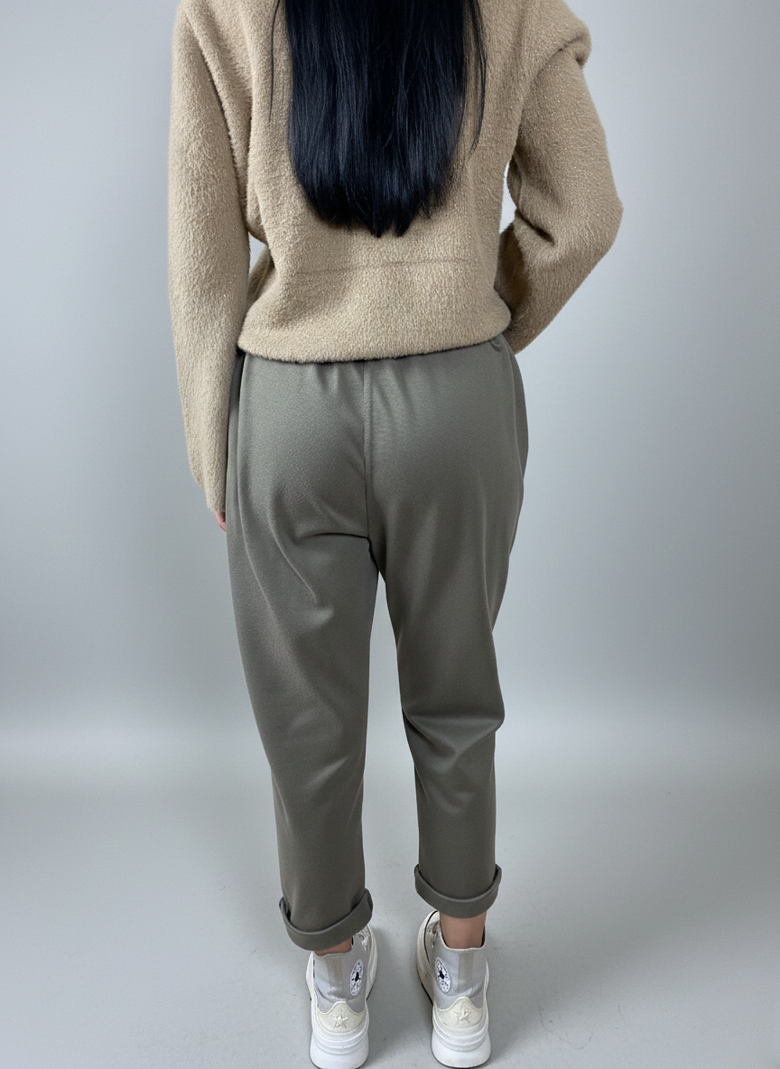 Панталон Каки с навити крачоли