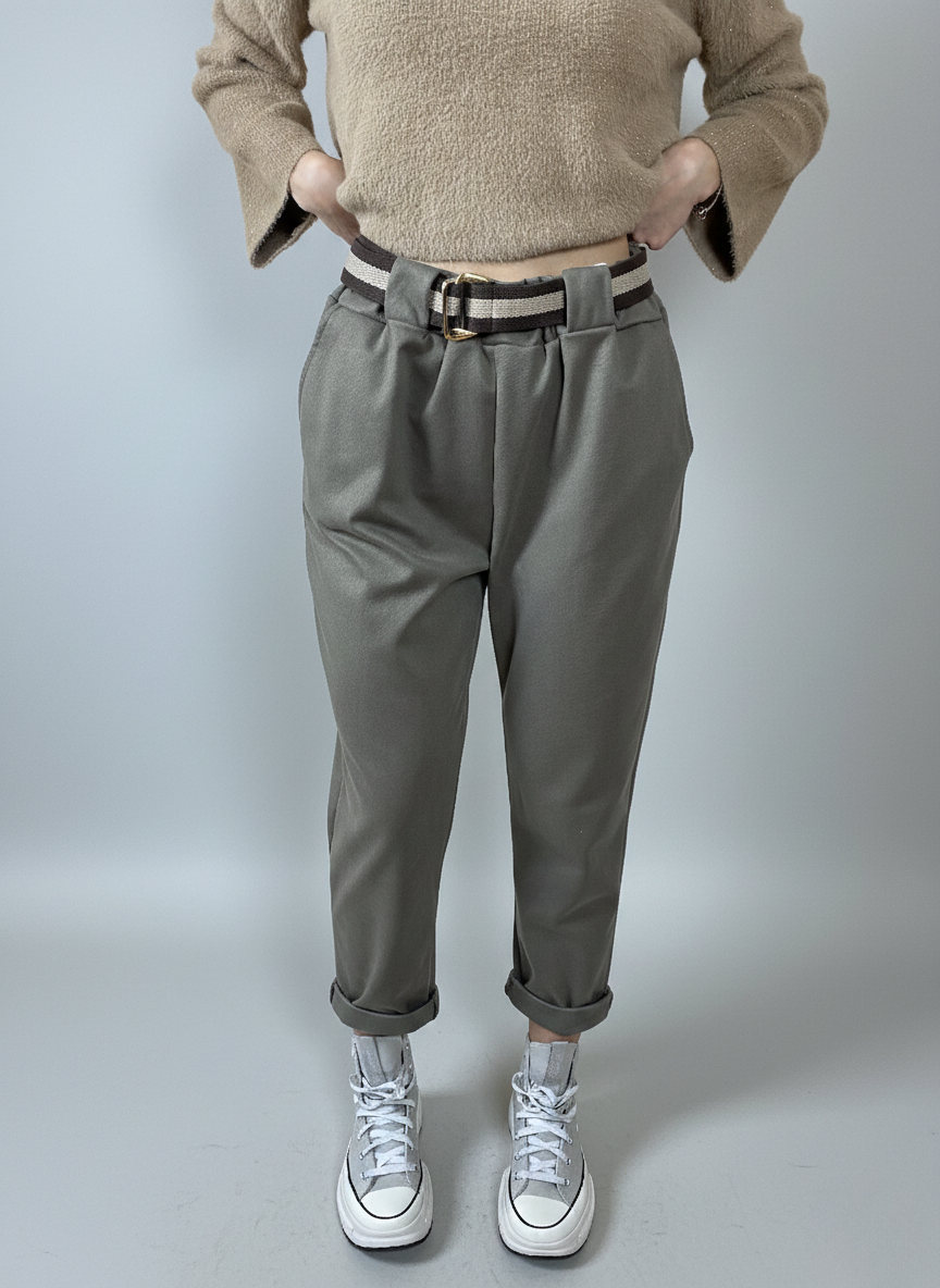 Панталон Каки с навити крачоли