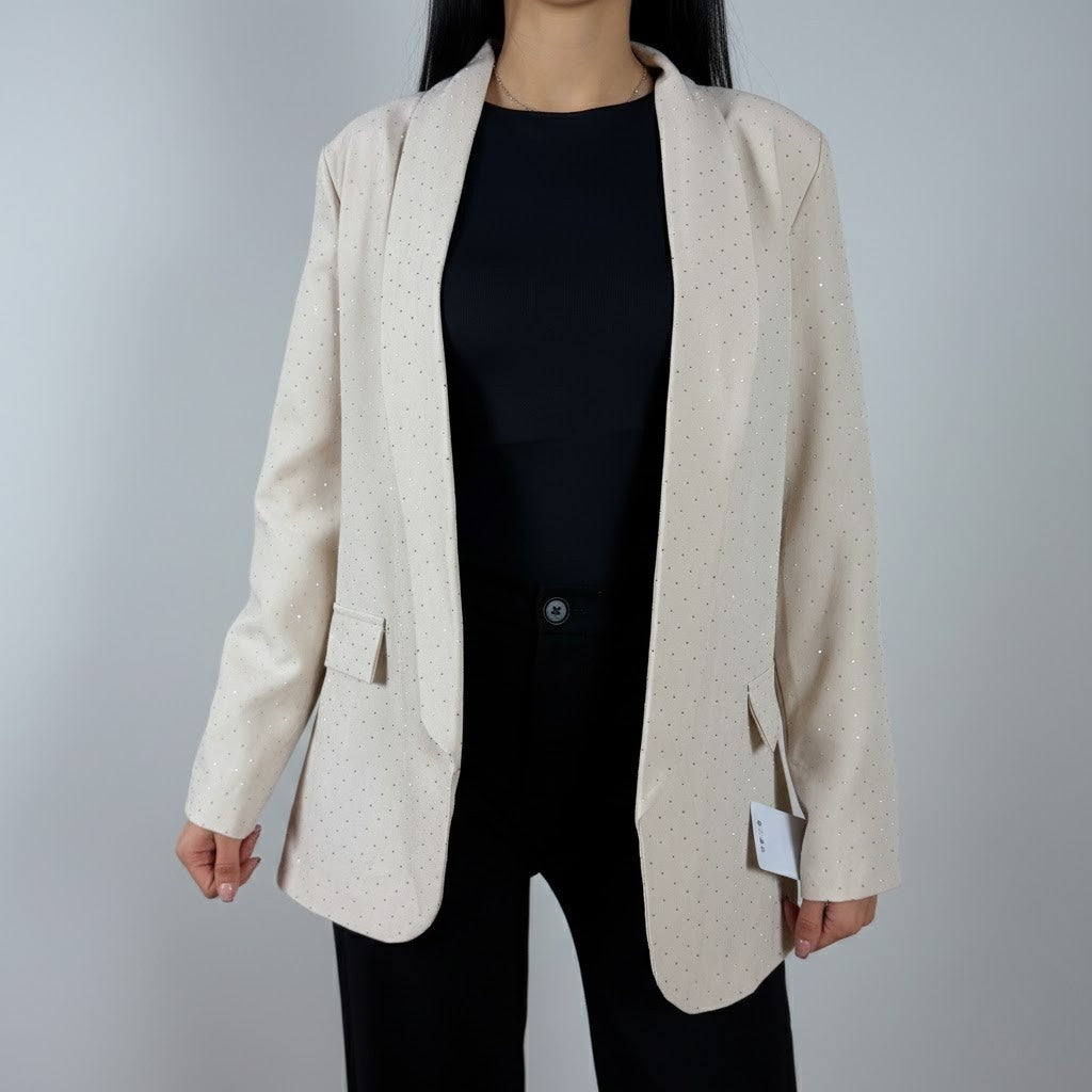 Бежов блейзър с камъчета