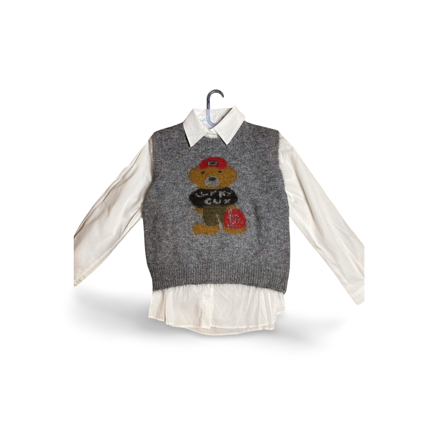 Риза с плетен пуловер Lucky Bear