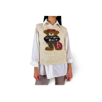 Риза с плетен пуловер Lucky Bear