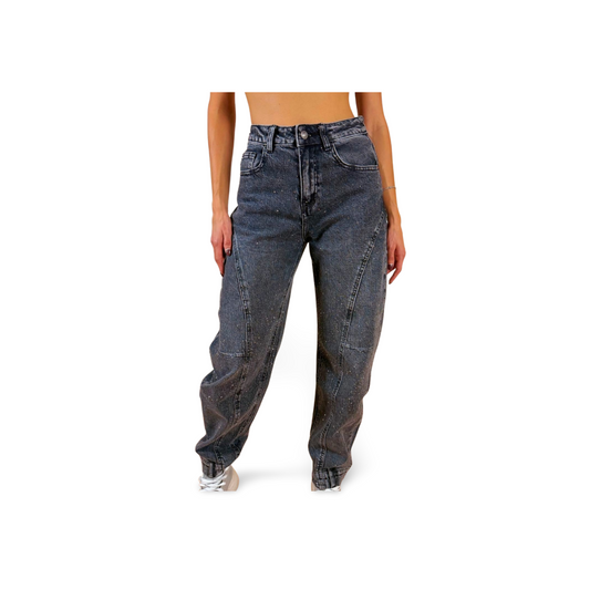 Сиви дънки с камъчета Casual Jeans