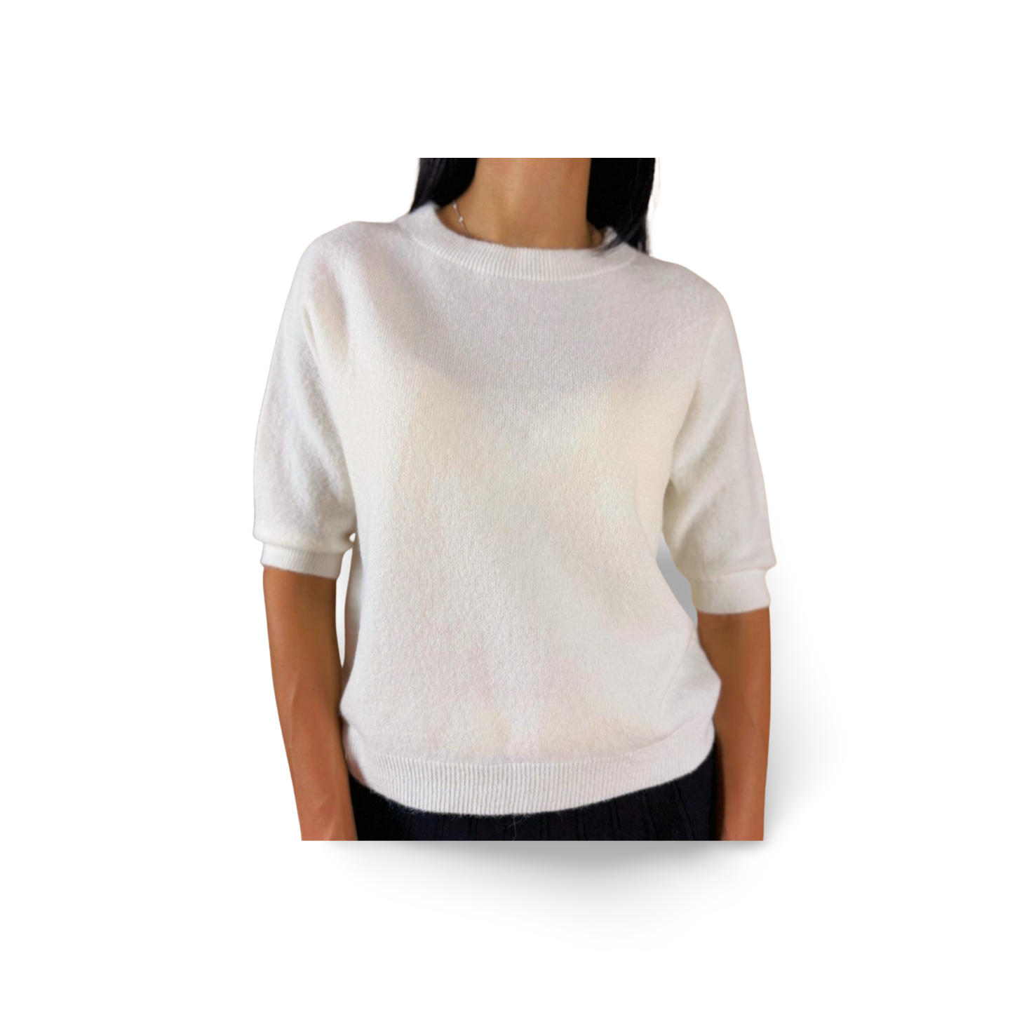 Бяла пухена тениска Comfort