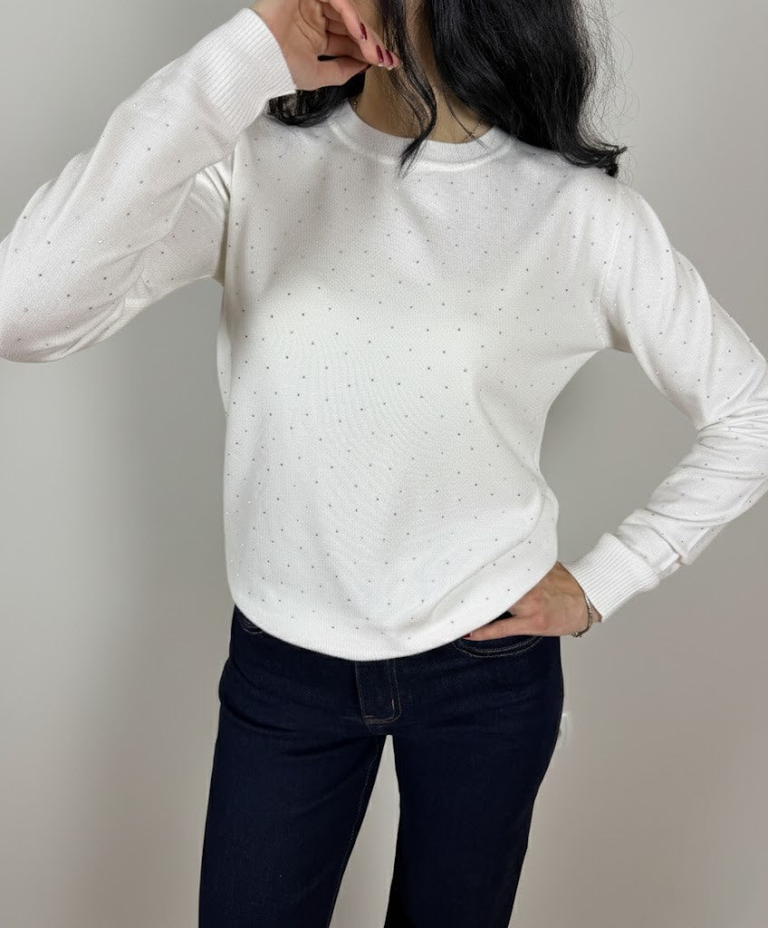 Бял кашмирен пуловер