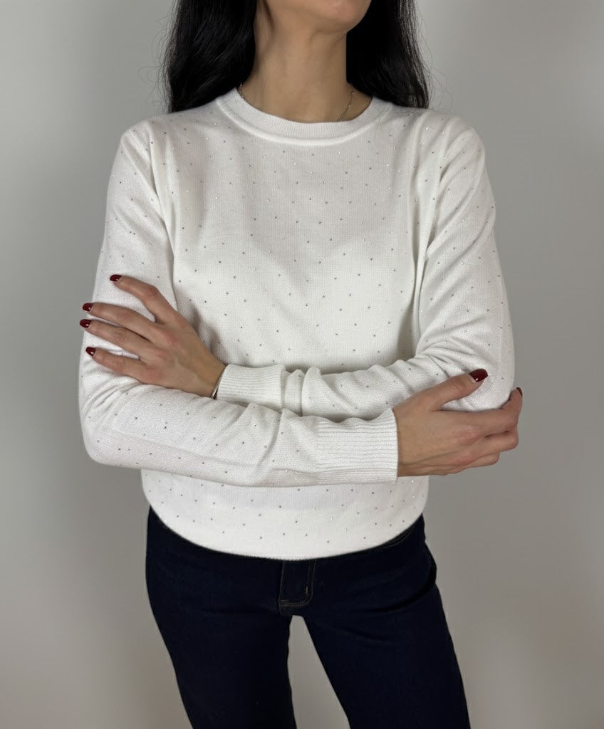 Бял кашмирен пуловер