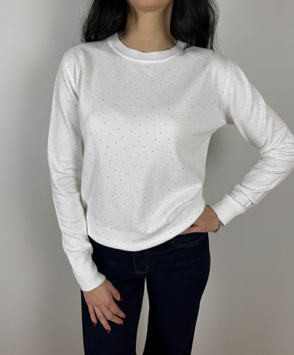 Бял кашмирен пуловер