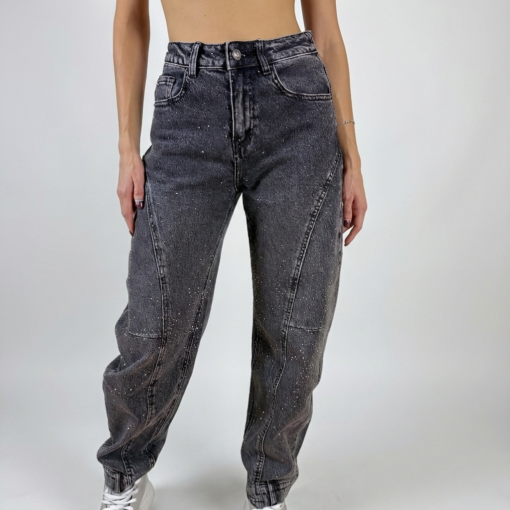 Сиви дънки с камъчета Casual Jeans